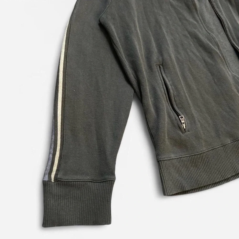 Banana Republic Olive Green Mens Lightweight Zip-Front Track Jacket with Stripe